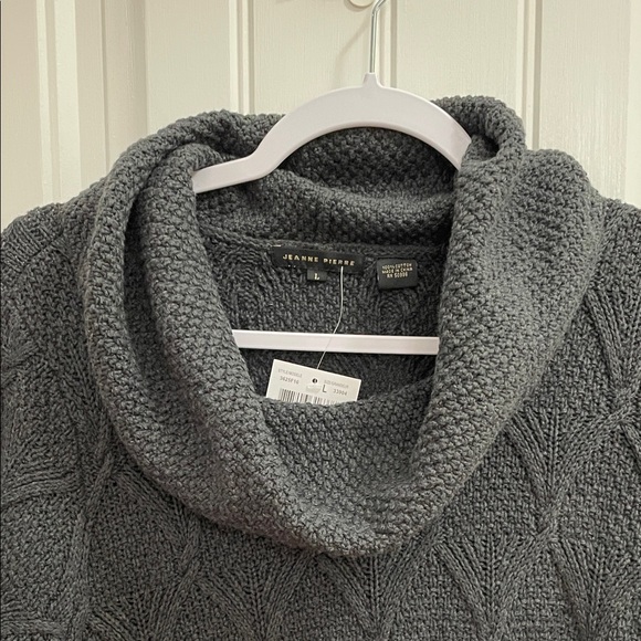 JEANNE PIERRE Charcoal Gray Cowl Neck Sweater - Picture 3 of 7